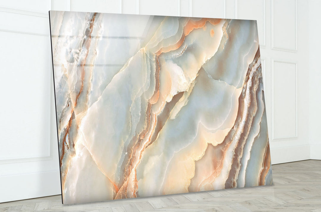 Soft Colors Marbled Abstract Glass Wall Art, Tempered Glass Wall Art, Glass Printing Wall Art