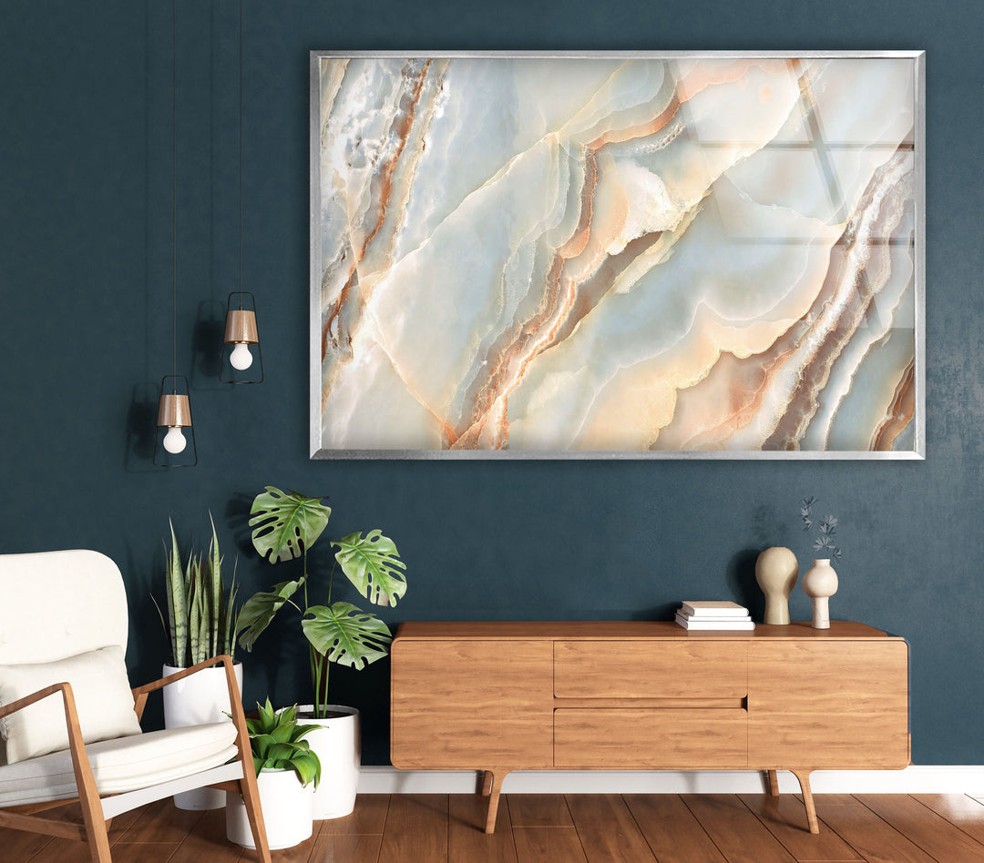 Soft Colors Marbled Abstract Glass Wall Art, glass pictures for Wall, glass prints wall art