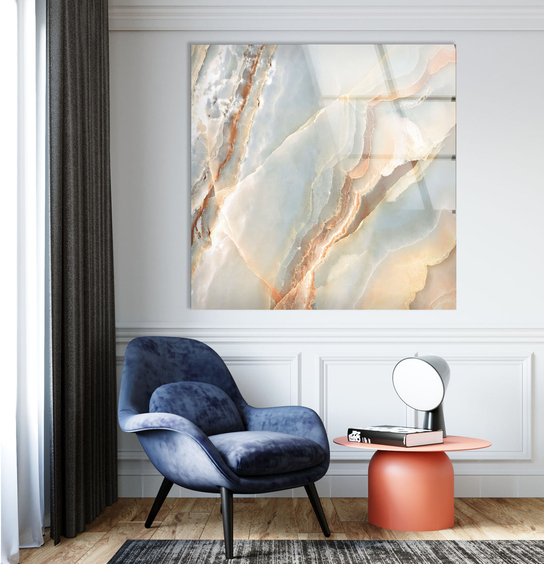 Soft Colors Marbled Abstract Glass Wall Art, large glass photo prints, glass wall photos