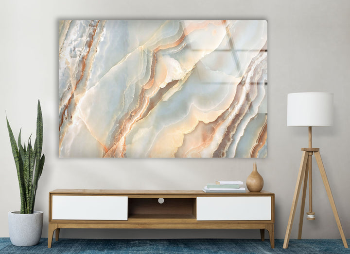 Soft Colors Marbled Abstract Glass Wall Art, custom glass pictures, glass art prints