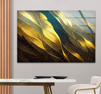 Abstract Decorative Golden Elegant Glass Wall Art