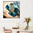 Blue Marble Flower Glass Wall Art, photo print on glass, prints on glass wall art