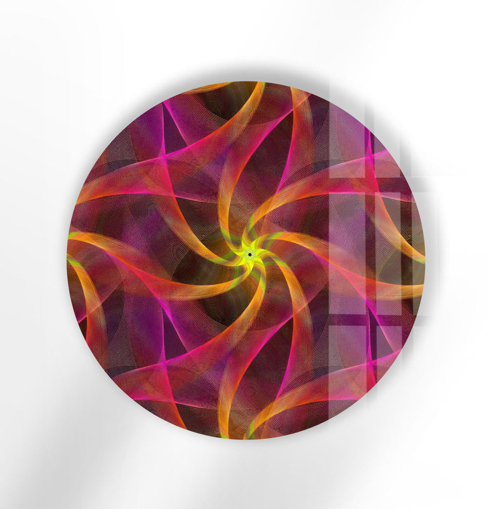 Abstract Round Pink & Orange Glass Wall Art glass wall decor, glass wall art decor
