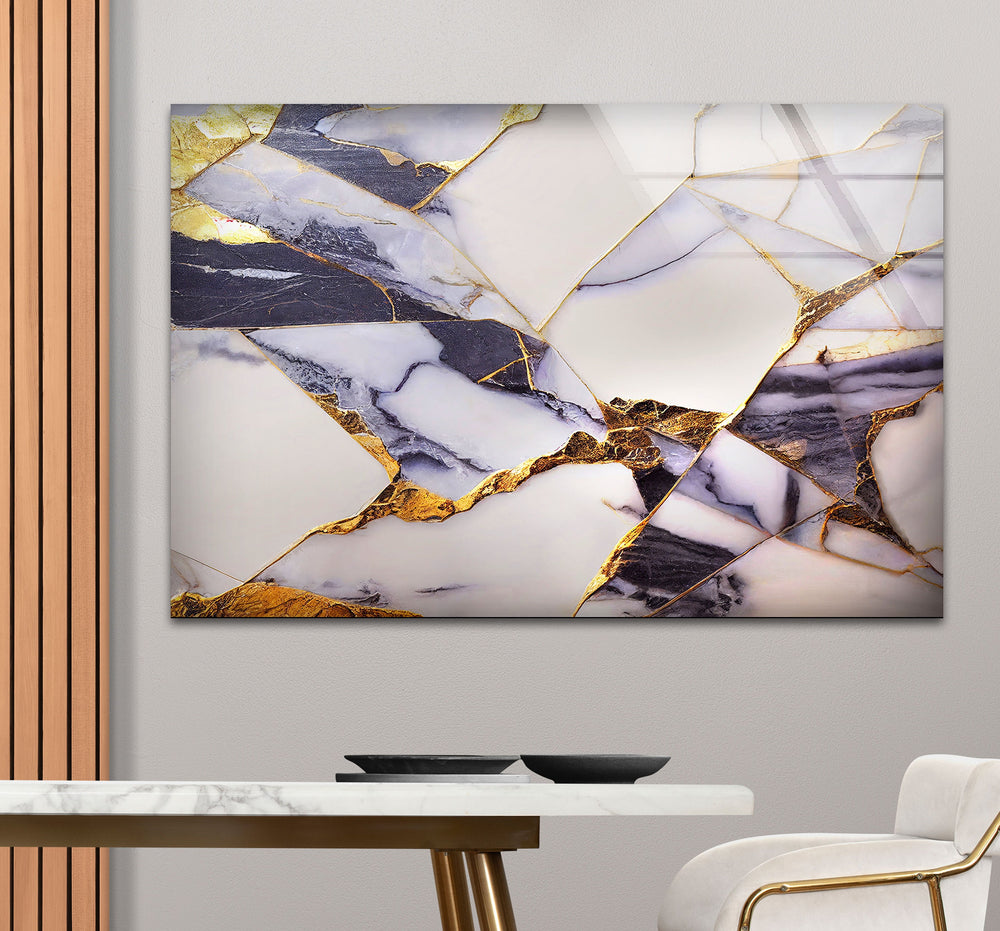 White and Gray Stained Glass printing wall Art