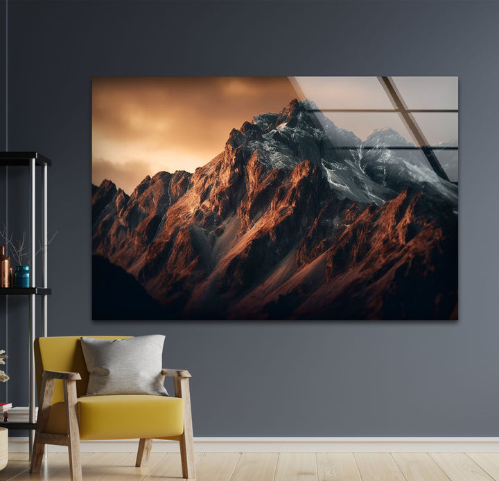 Majestic Brown Mountain Glass Wall Art glass photo prints, glass picture prints