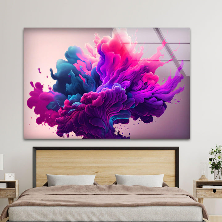 purple abstract glass wall art