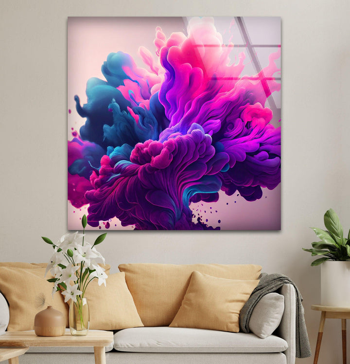 Smoke Purple Color Splash Glass Wall Art