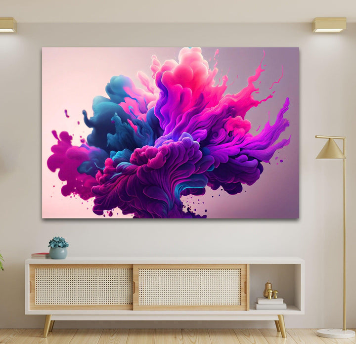 Smoke Purple Color Splash Tempered Glass Art