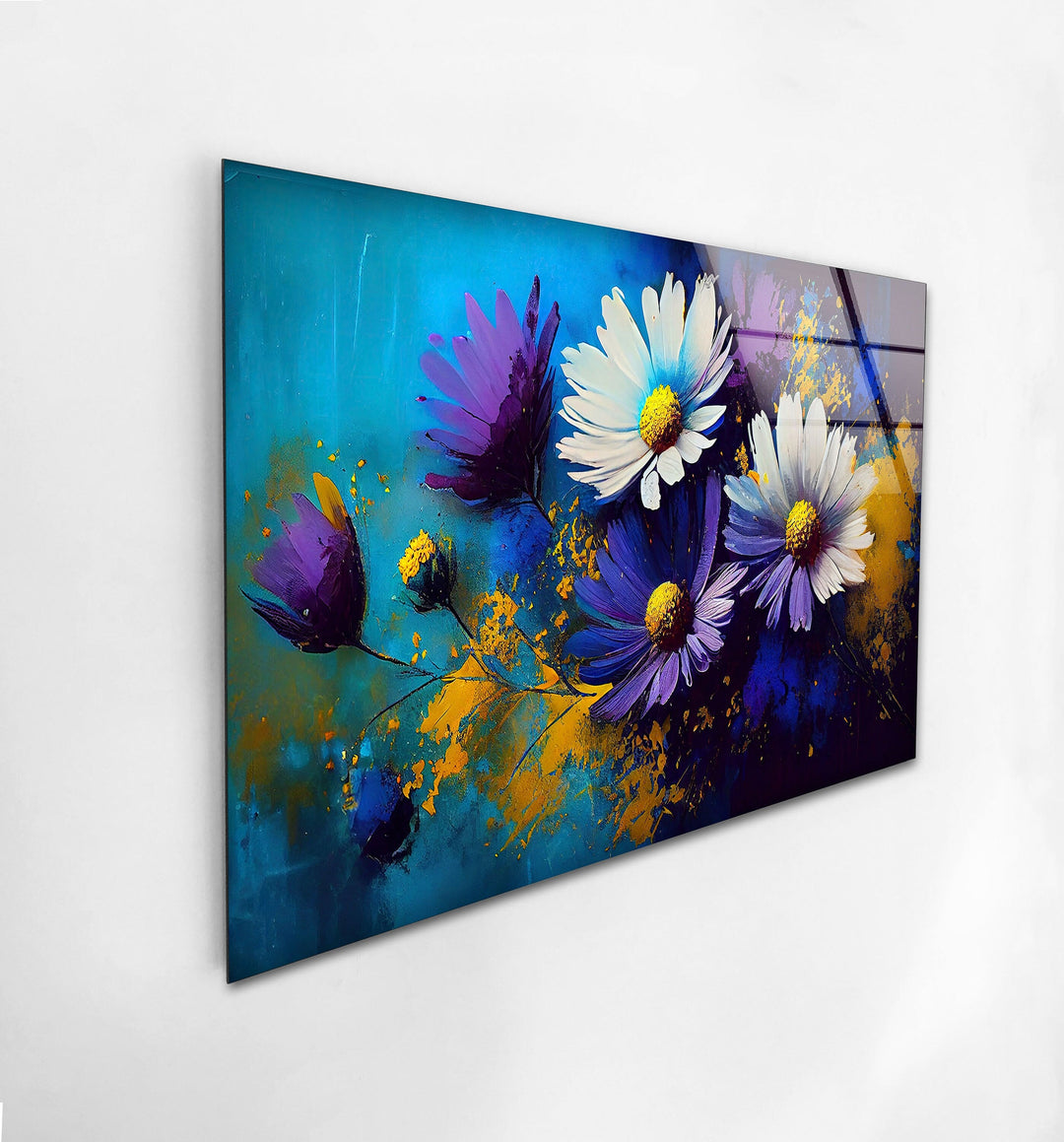 Painting Of Daisies Glass Wall Art, glass image printing, glass prints from photos