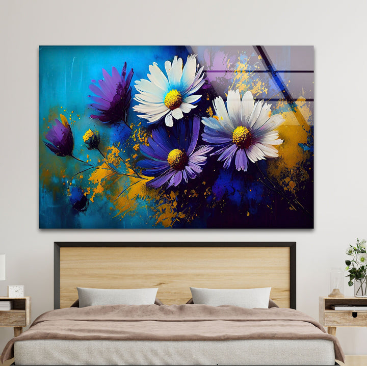 Painting Of Daisies Glass Wall Art, glass pictures for Wall, glass prints wall art