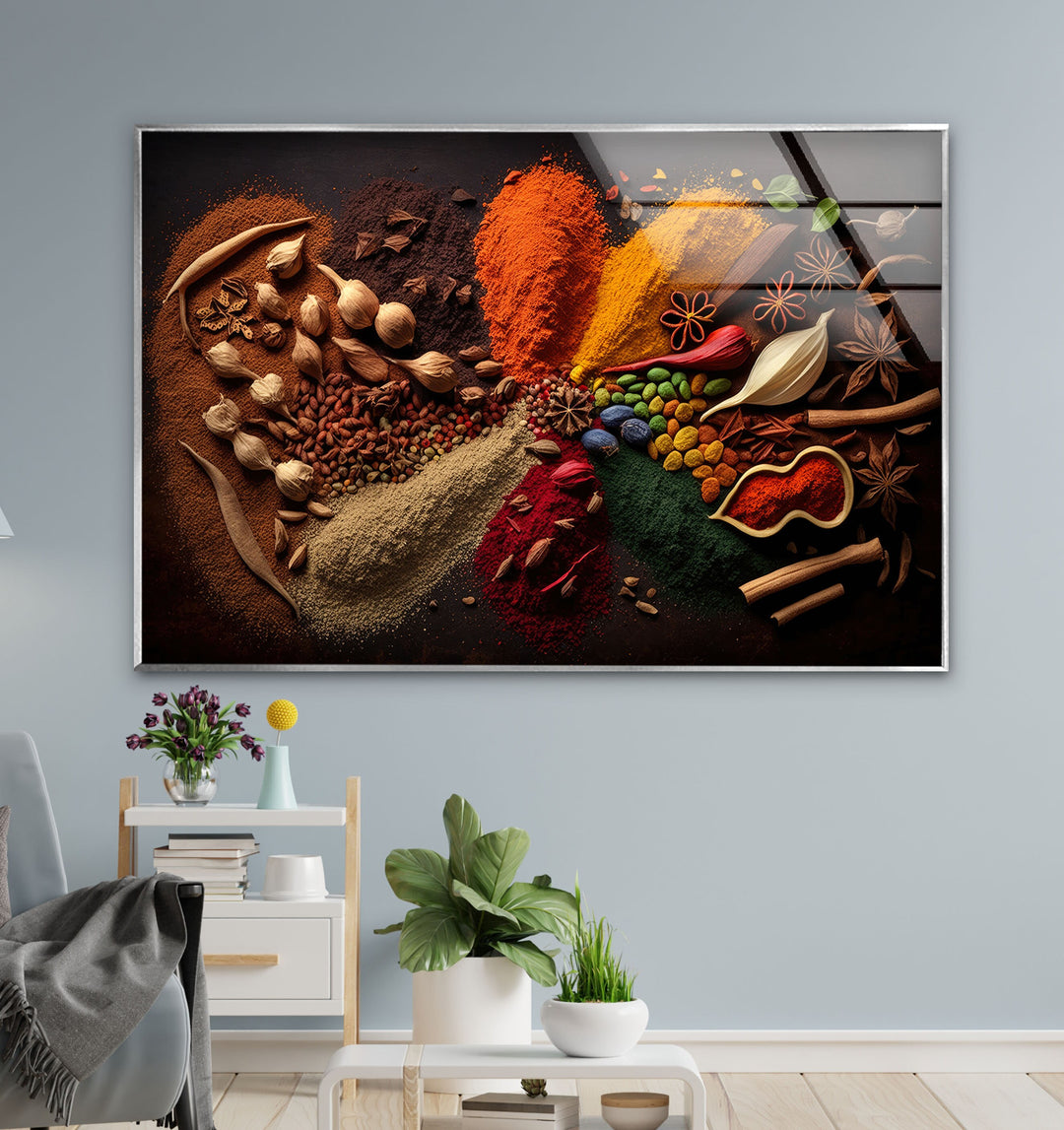 Dried Spices Glass Wall Art, Glass Printing Wall Art, Print photos on glass