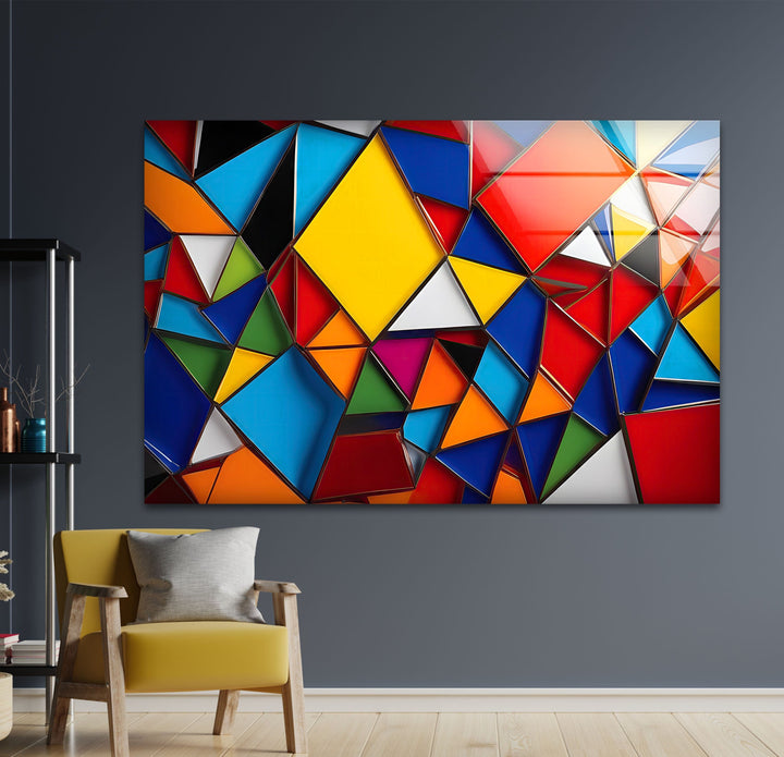 Stained Geometric Pattern Glass Wall Art glass art painting, glass art for the Wall