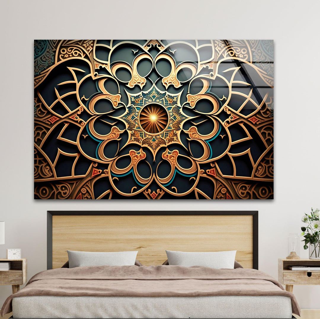 Islamic Mandala Glass Wall Art large glass photo prints, glass wall photos