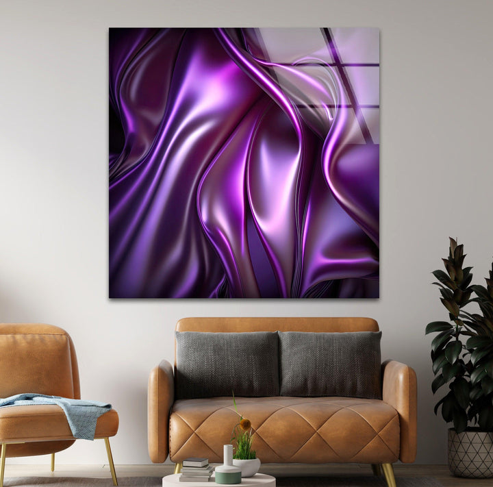 Shiny Fluid Purple Wavy Glass Printing Wall Arts