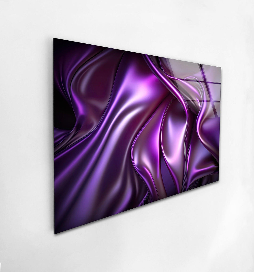 Shiny Fluid Purple Wavy Tempered Glass Printing Wall Arts