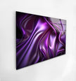 Shiny Fluid Purple Wavy Tempered Glass Printing Wall Arts