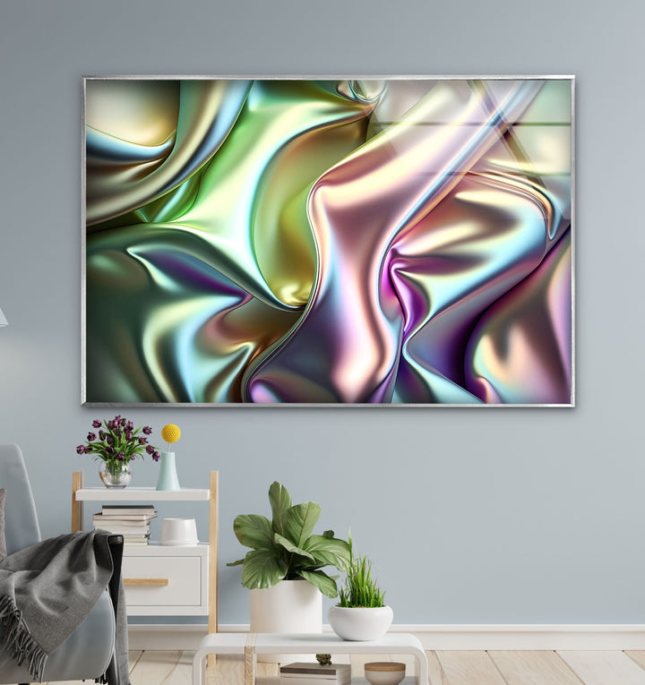 Abstract Iridescent Glass Wall Art glass art painting, glass art for the Wall