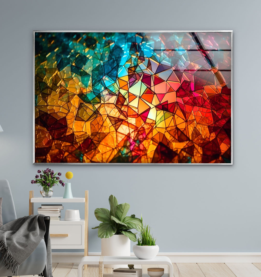 Stained Colorful Shapes Glass Wall Art glass image printing, glass prints from photos