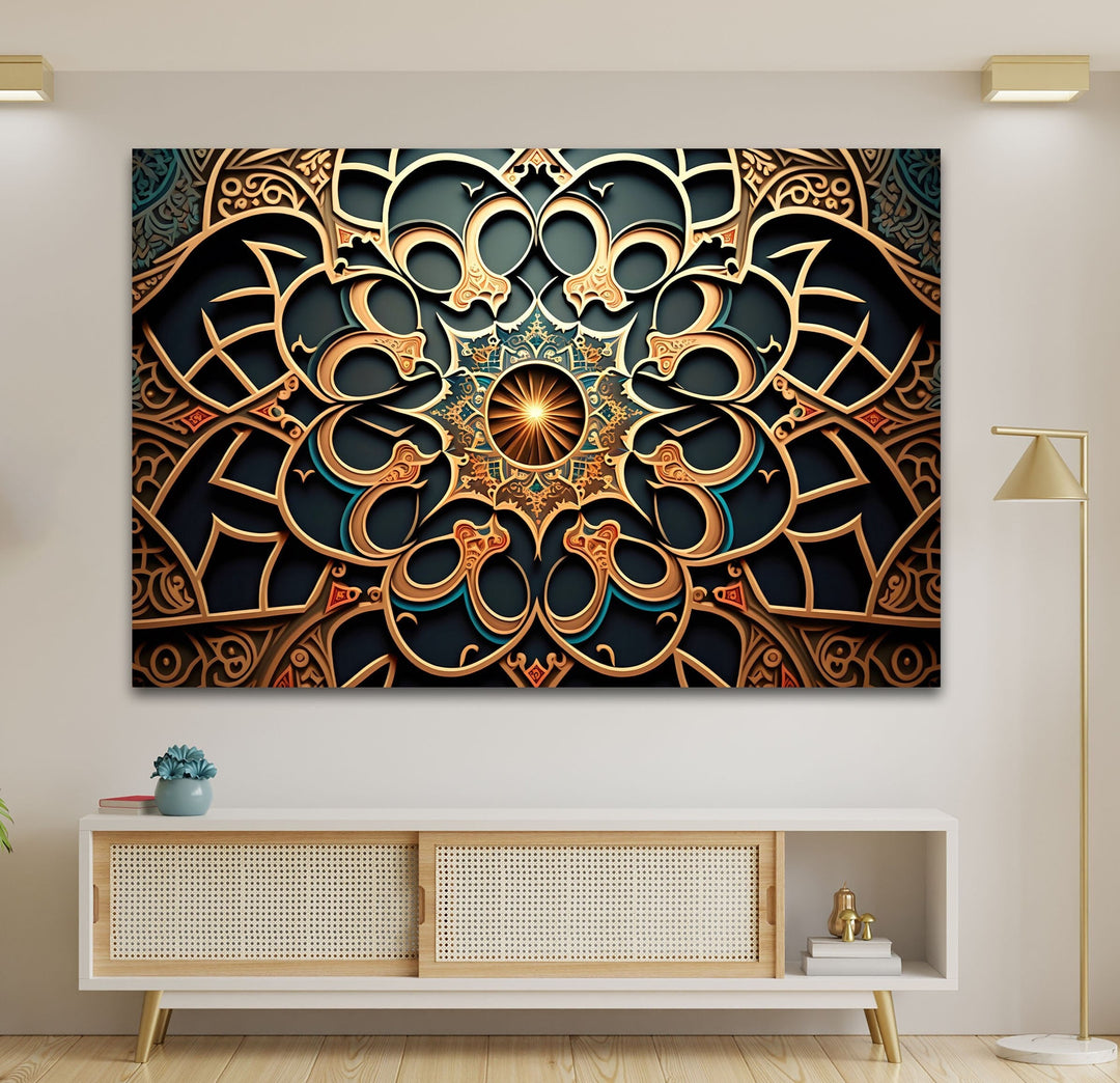 Islamic Mandala Glass Wall Art Glass Printing Wall Art, Print photos on glass