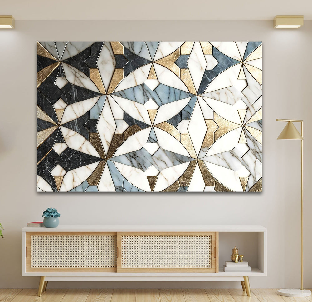 White & Brown Marble Glass Wall Art glass pictures for Wall, glass prints wall art