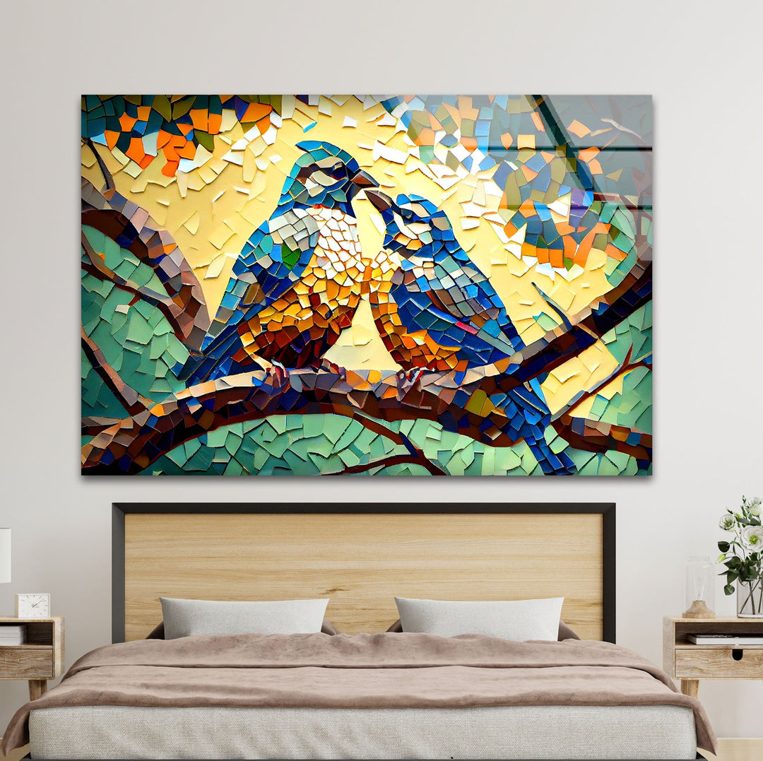 Mosaic of Birds Glass Wall Art custom glass photo prints, large glass prints