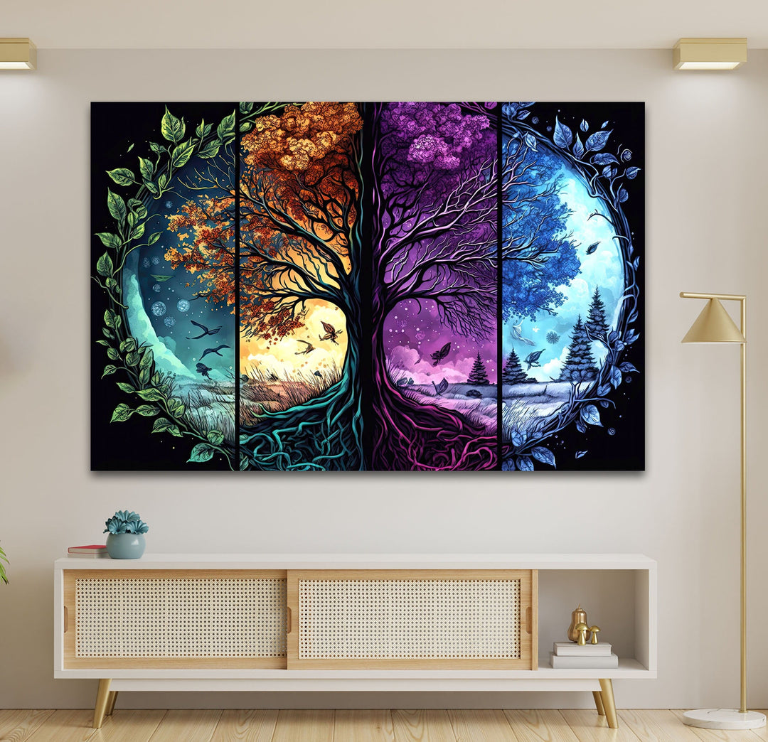 Colorful Tree Art Glass Wall Art large glass photo prints, glass wall photos