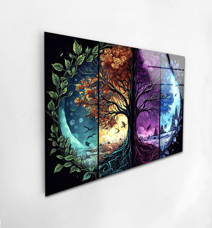 Colorful Tree Art Glass Wall Art custom glass photo prints, large glass prints