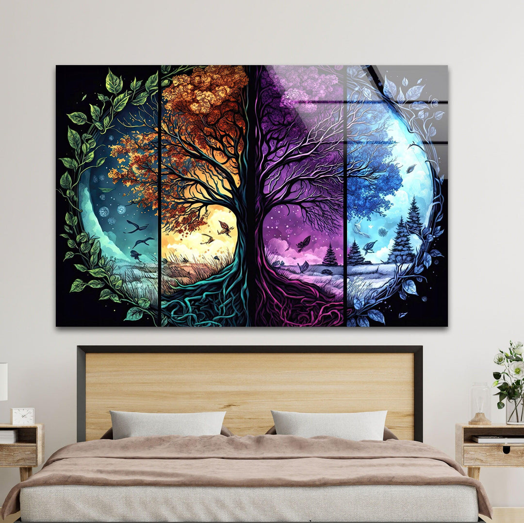 Colorful Tree Art Glass Wall Art glass wall decor, glass wall art decor