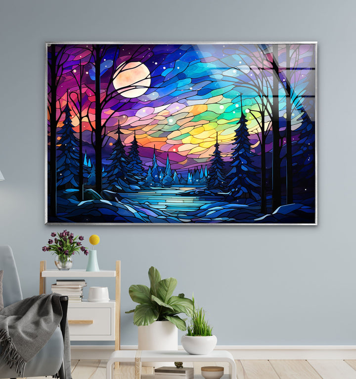 Forest Painting Glass Wall Art large glass photo prints, glass wall photos