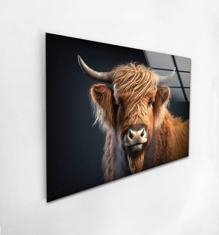 Scottish Cow Portrait Glass Wall Art glass image printing, glass prints from photos