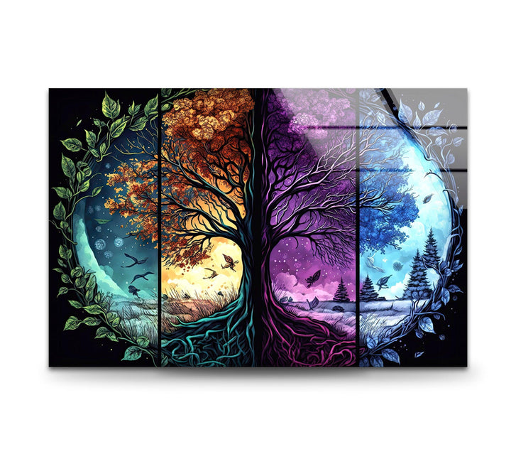 Colorful Tree Art Glass Wall Art custom glass pictures, glass art prints