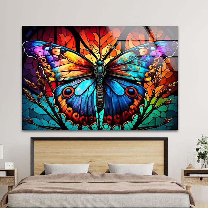 Colored Butterfly Art Glass Wall Art stained glass wall art, stained glass wall decor