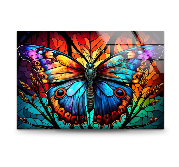 Colored Butterfly Art Glass Wall Art print on glass, glass printed photos