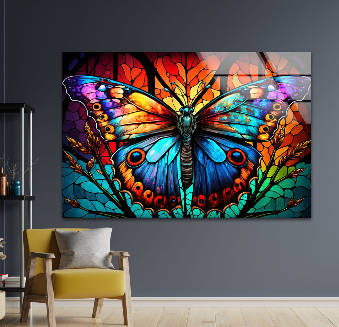 Colored Butterfly Art Glass Wall Art glass photo prints, glass picture prints