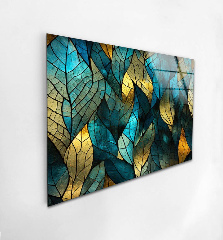 Mosaic Green Leaves Glass Wall Art stained glass wall art, stained glass wall decor