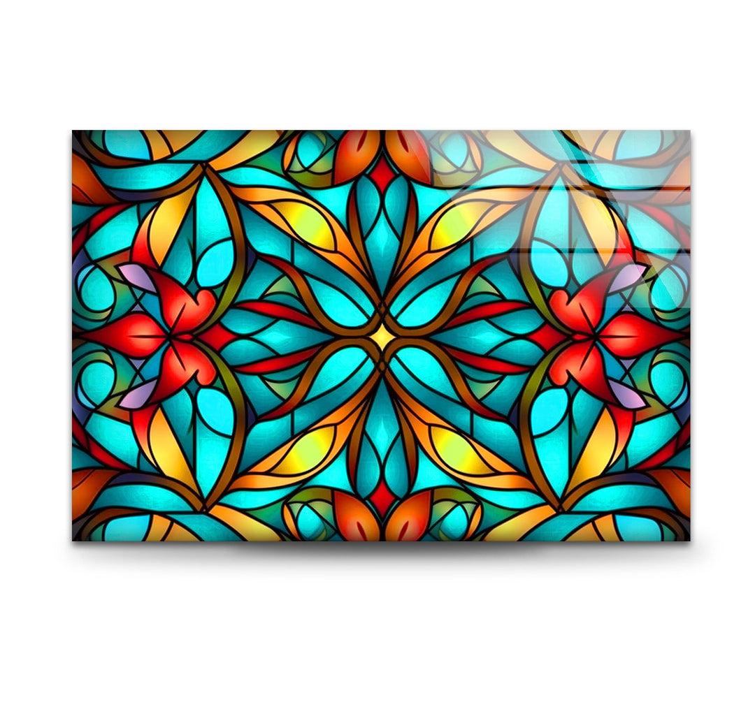 Seamless Pattern Stained Glass Wall Art custom glass photo prints, large glass prints