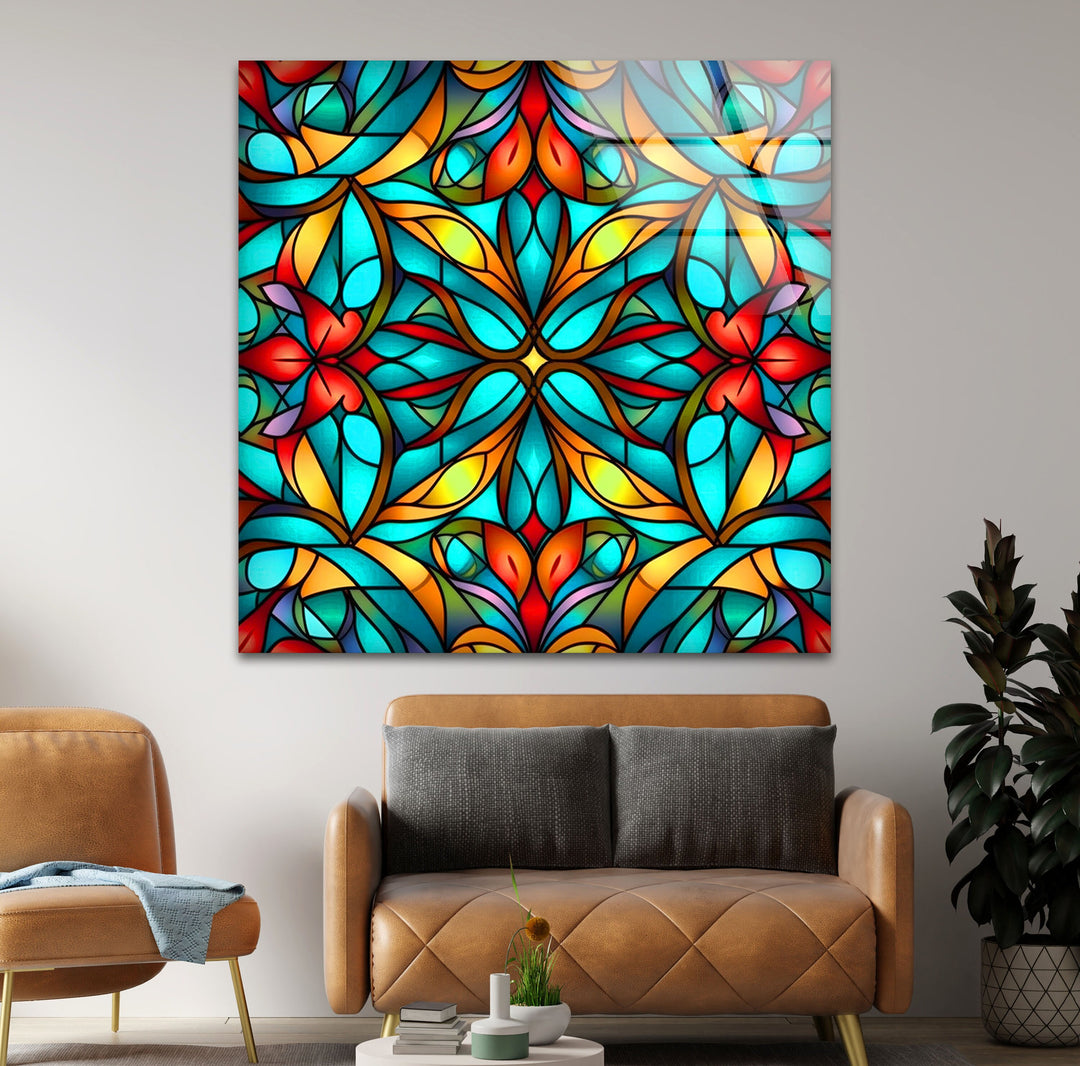 Seamless Pattern Stained Glass Wall Art glass pictures for Wall, glass prints wall art