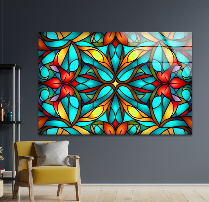 Seamless Pattern Stained Glass Wall Art Glass Printing Wall Art, Print photos on glass