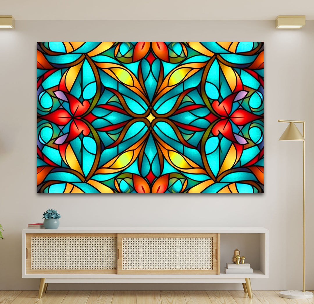 Seamless Pattern Stained Glass Wall Art glass image printing, glass prints from photos