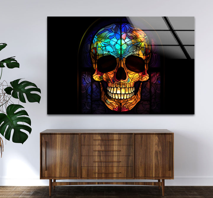 Orange Skull Cool Wall Art & Stained Glass Panels