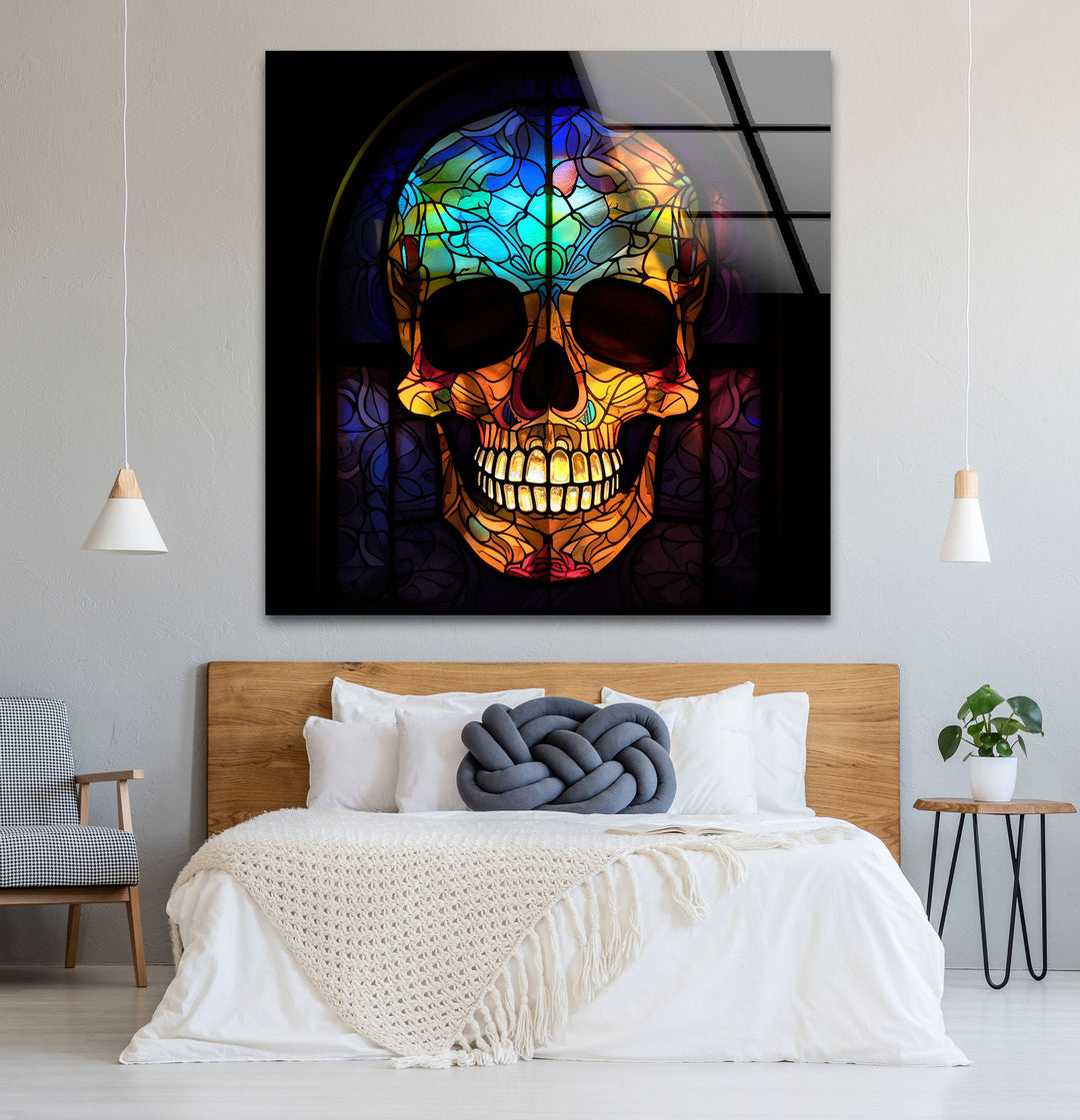 Orange Skull Cool Art Prints & Tempered Glass Art