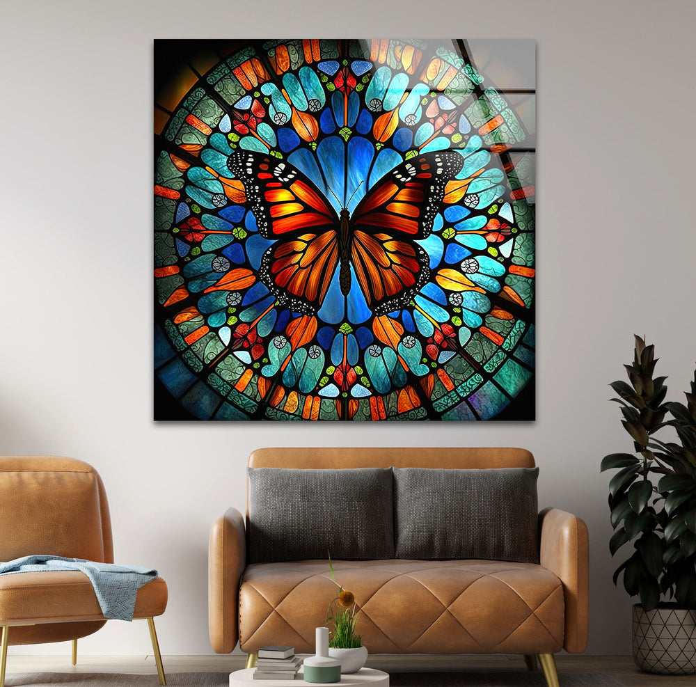 Rainbow Butterfly Glass Wall Art             glass wall decor, glass wall art decor