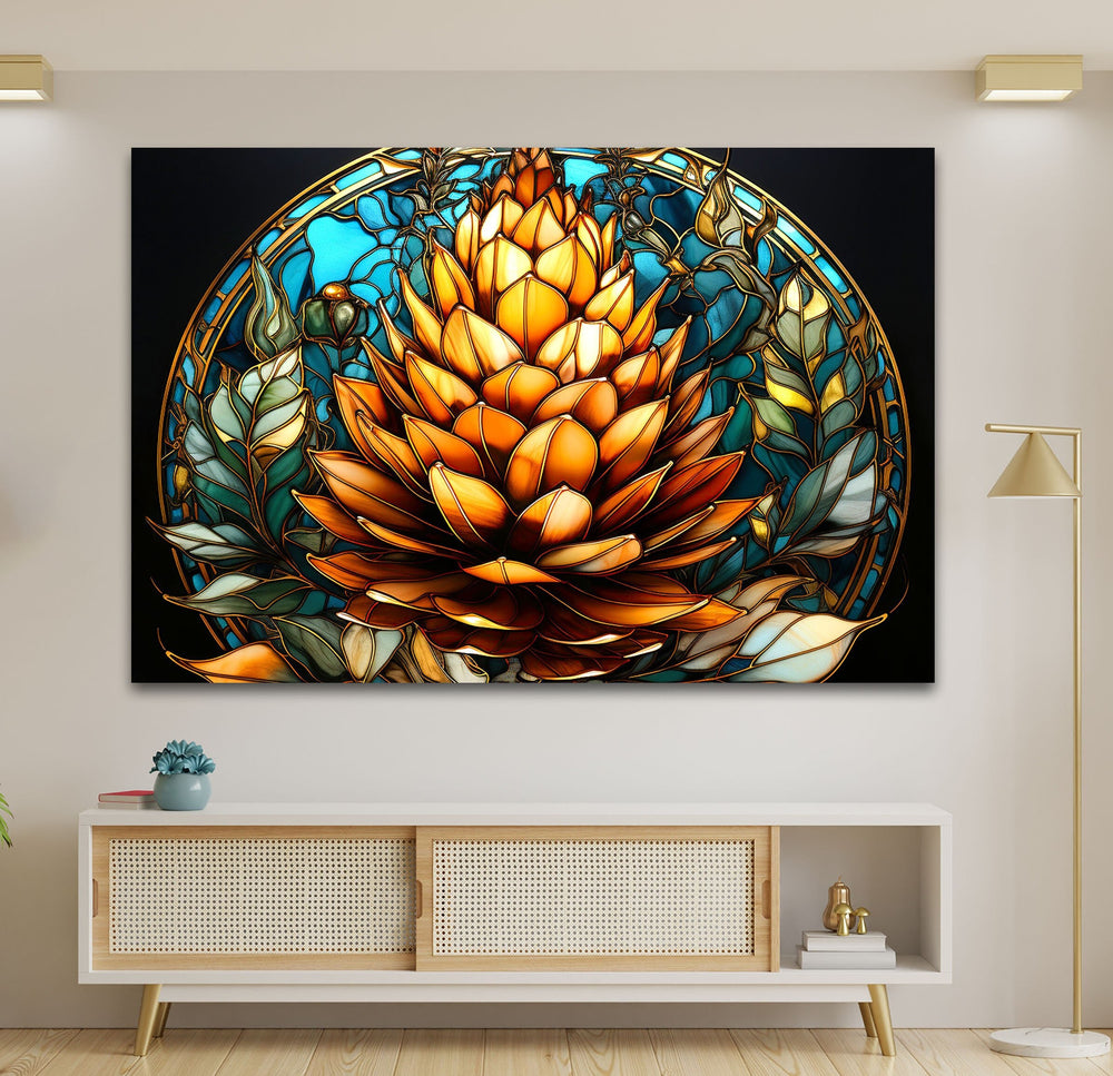 Stained Pine Cone Glass Wall Art glass pictures for Wall, glass prints wall art