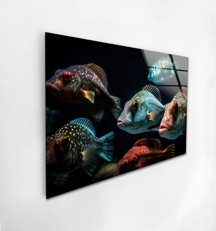 Colorful Fish Swimming Glass Wall Art art glass wall art, glass wall art pictures