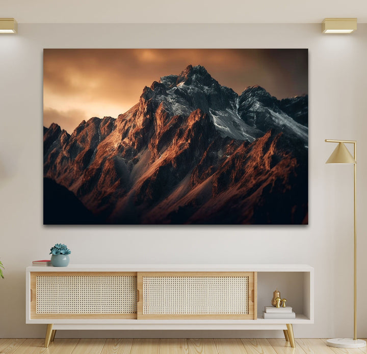 Majestic Brown Mountain Glass Wall Art glass art painting, glass art for the Wall