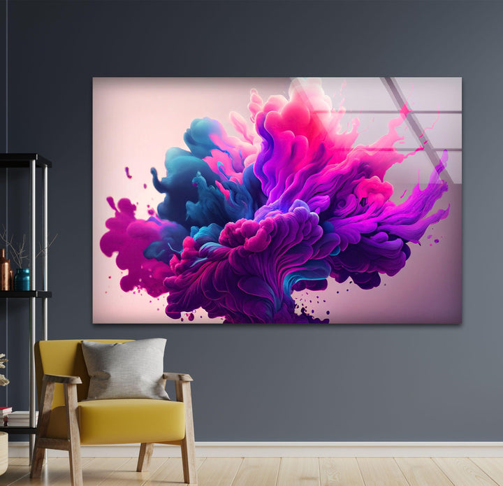 purple color splash wall art 