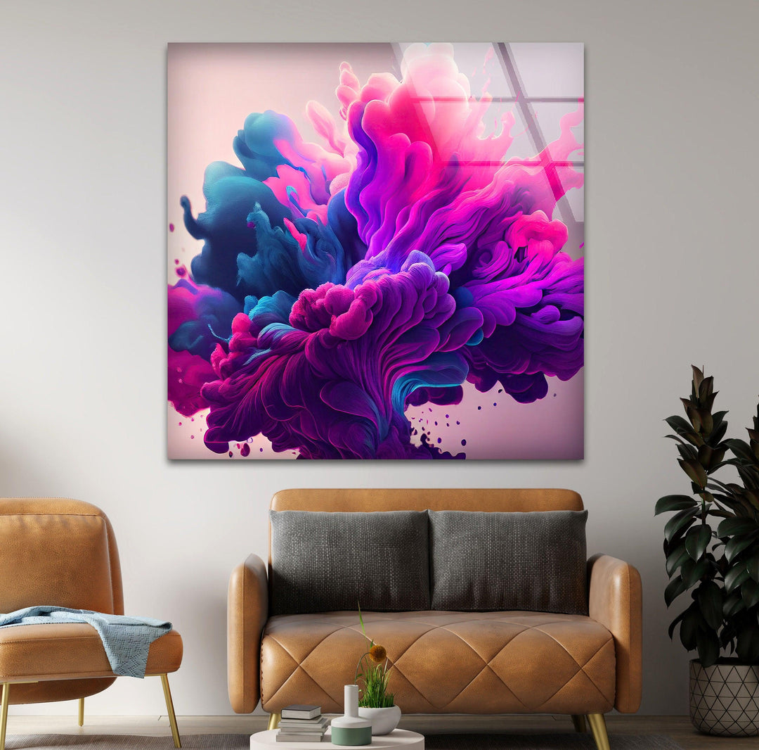 Purple smoke glass printing wall art