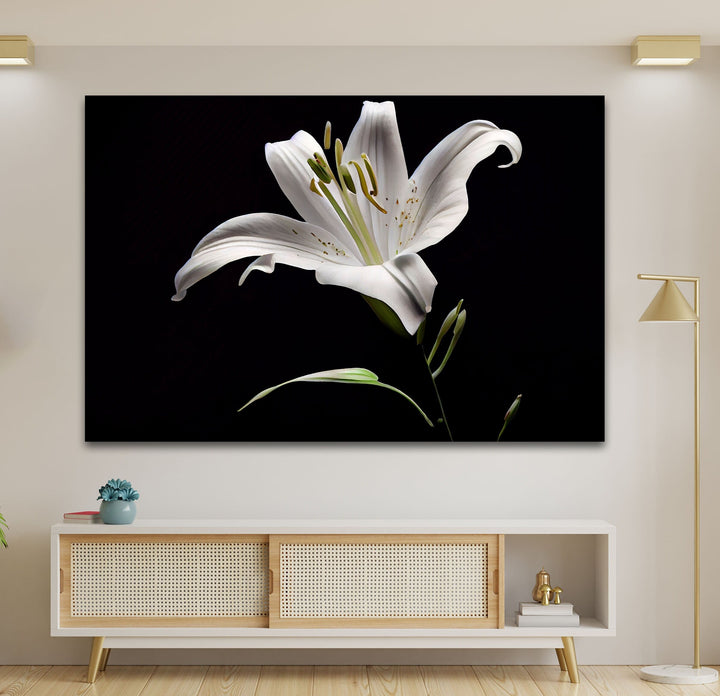 Solitary Stunning Lily Glass Wall Art, Glass Printing Wall Art, Print photos on glass