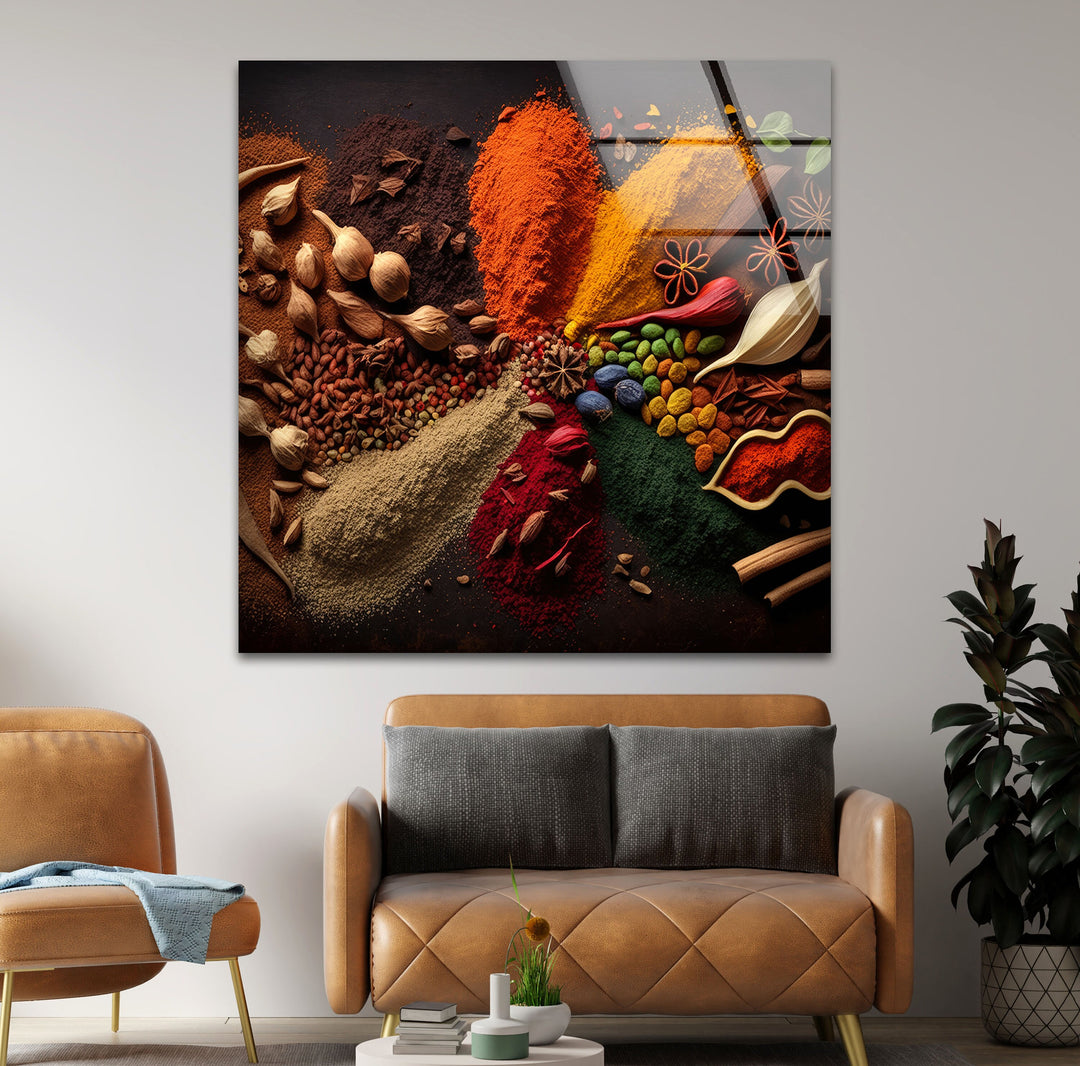 Dried Spices Glass Wall Art, glass photo prints, glass picture prints