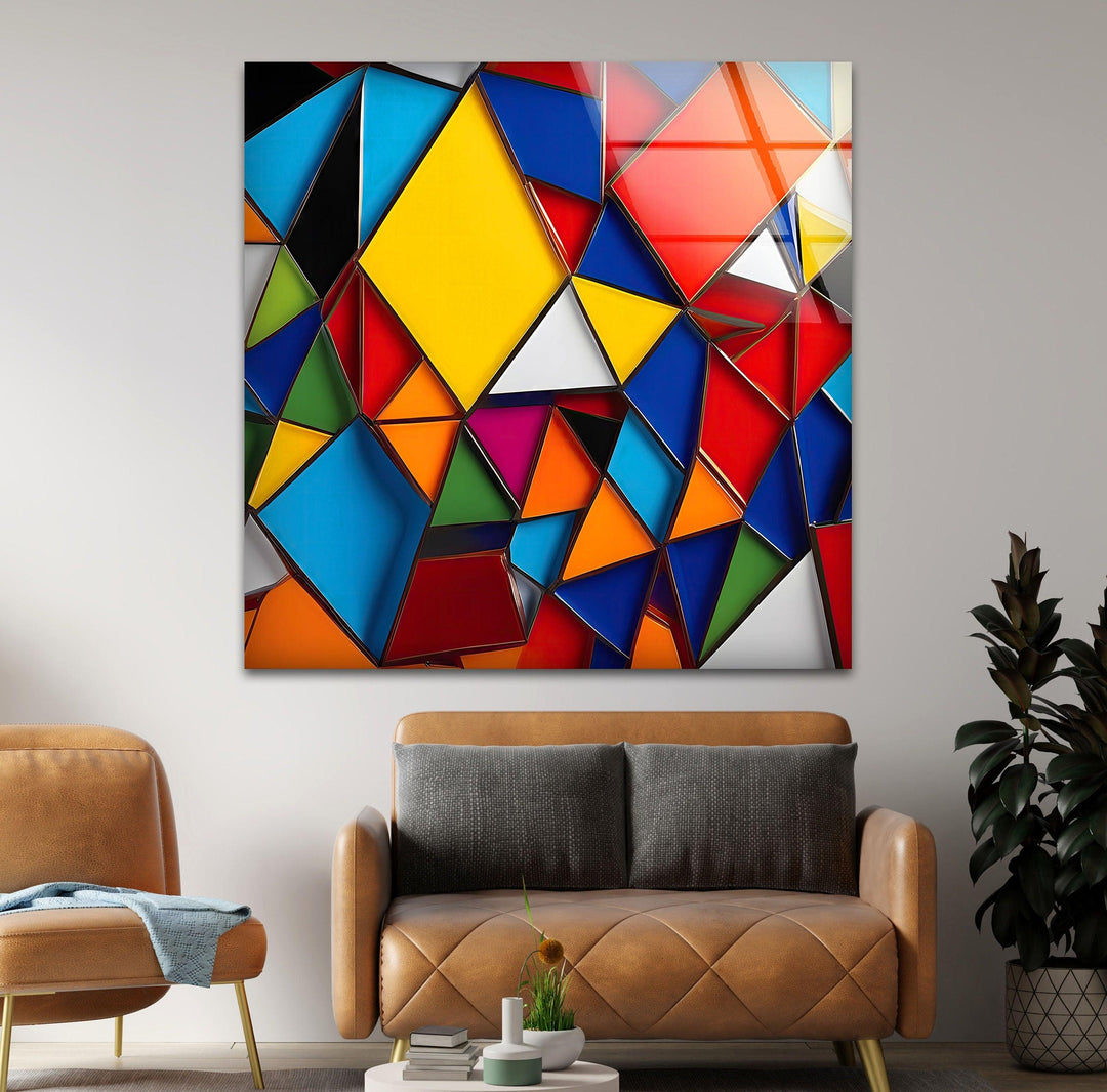 Stained Geometric Pattern Glass Wall Art glass photo prints, glass picture prints